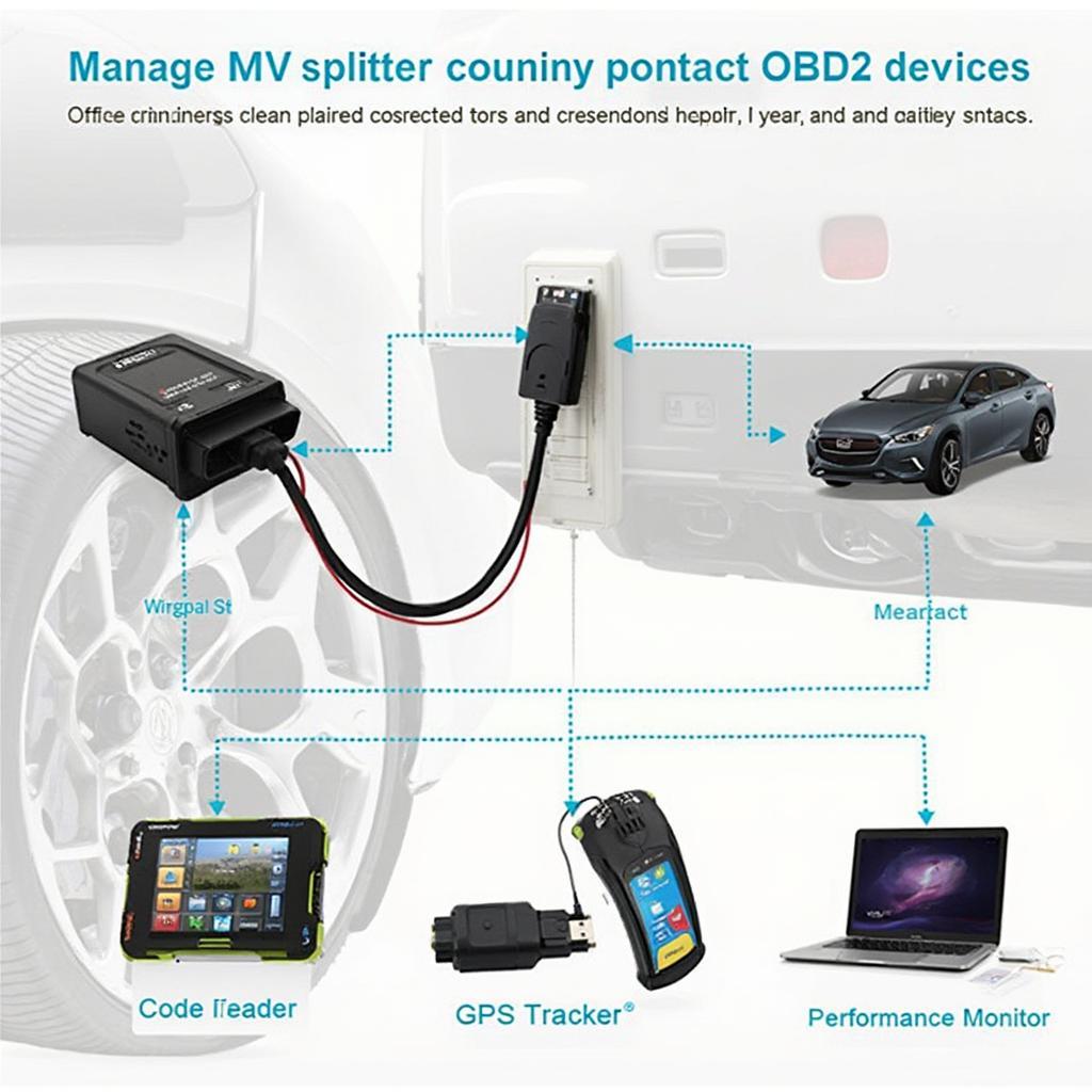 OBD2 Splitter Connected to Multiple Devices