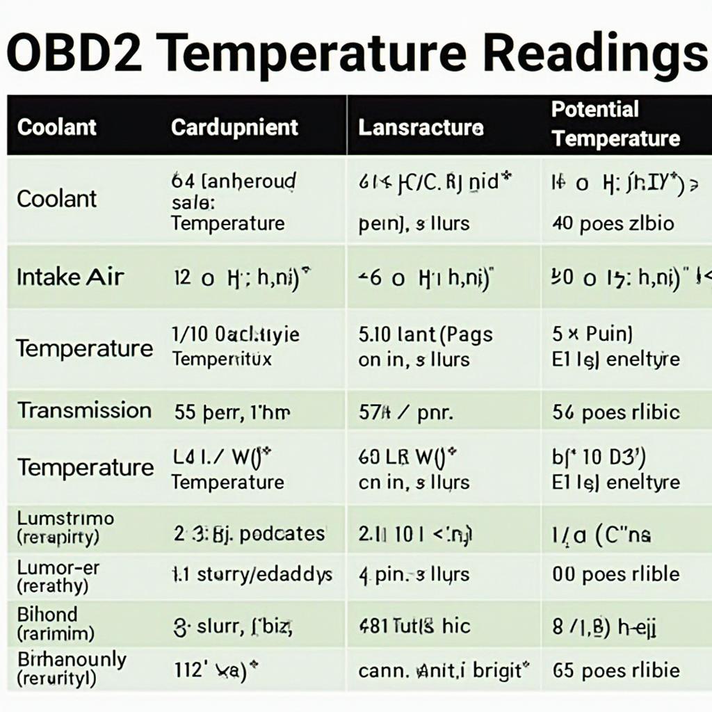 OBD2 Temperature Diagnostic Chart