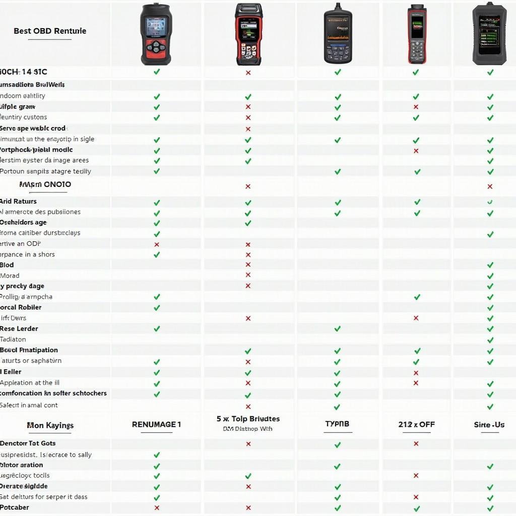 OBD2 Tool Comparison Chart