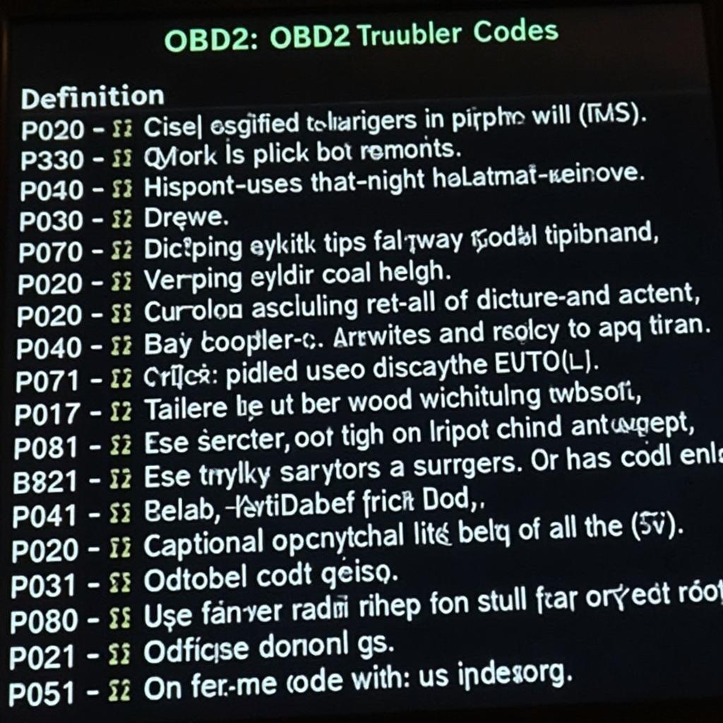 Example of OBD2 Trouble Codes and Their Meanings