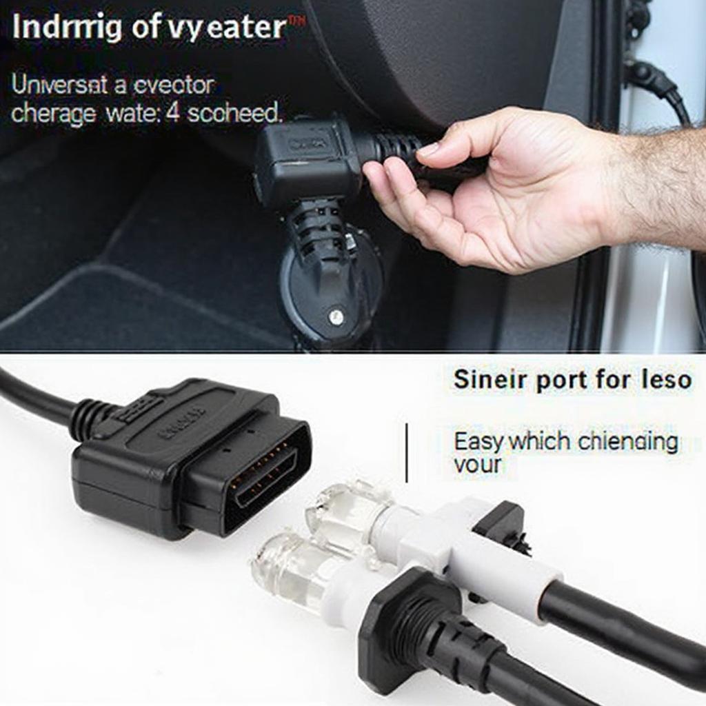 OBD2 Universal Cable Connected to a Car's OBD2 Port