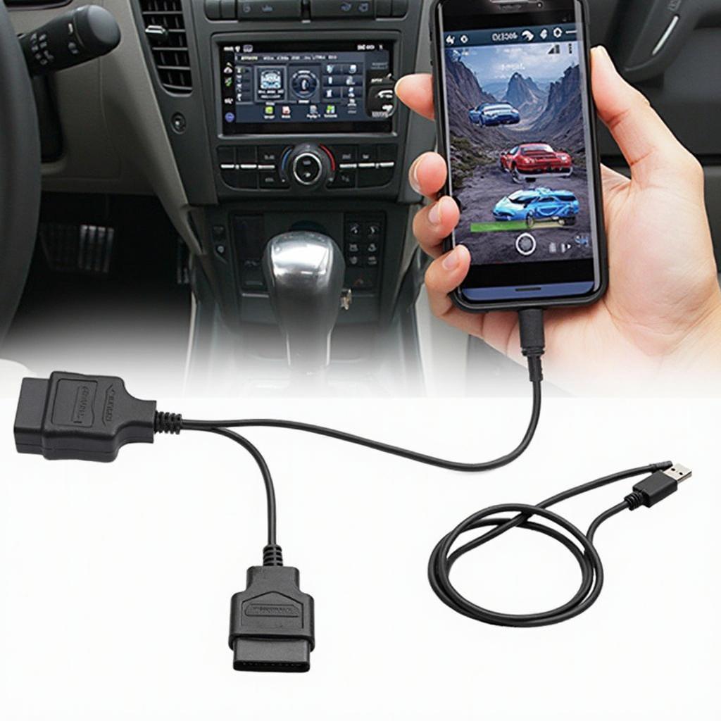 OBD2 USB Adapter connected to Android Phone