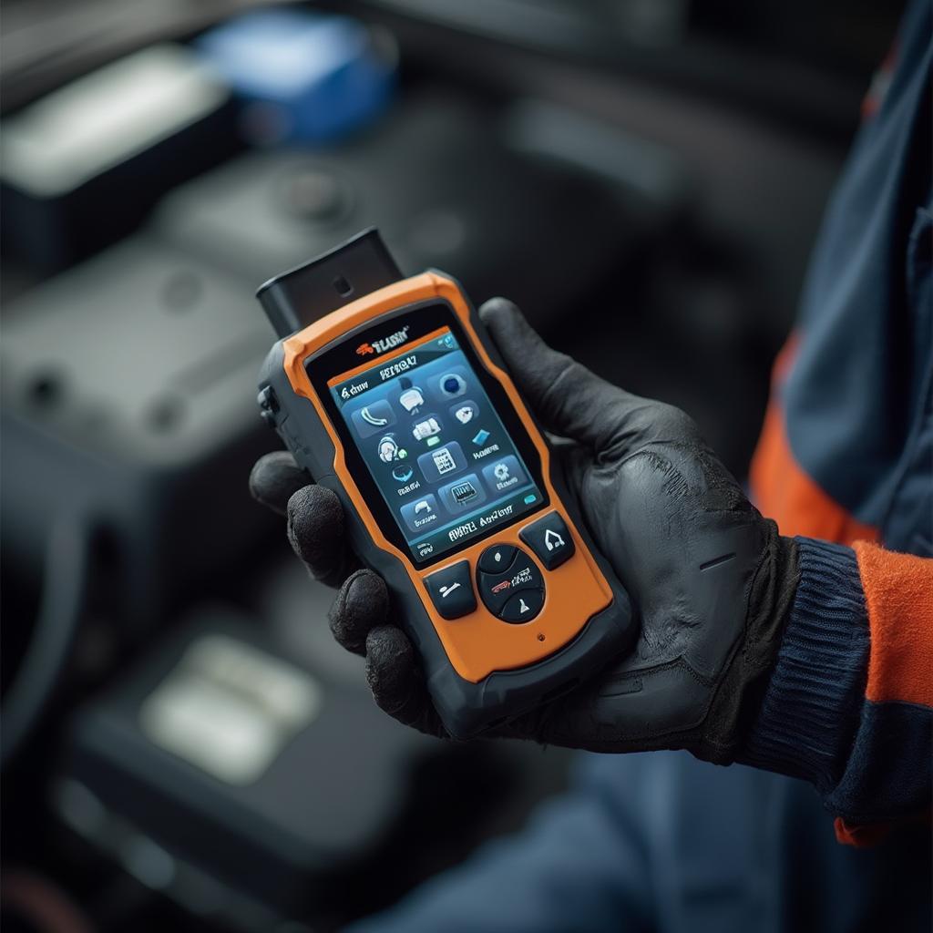 Mechanic Holding the OBD2 V319 Scanner