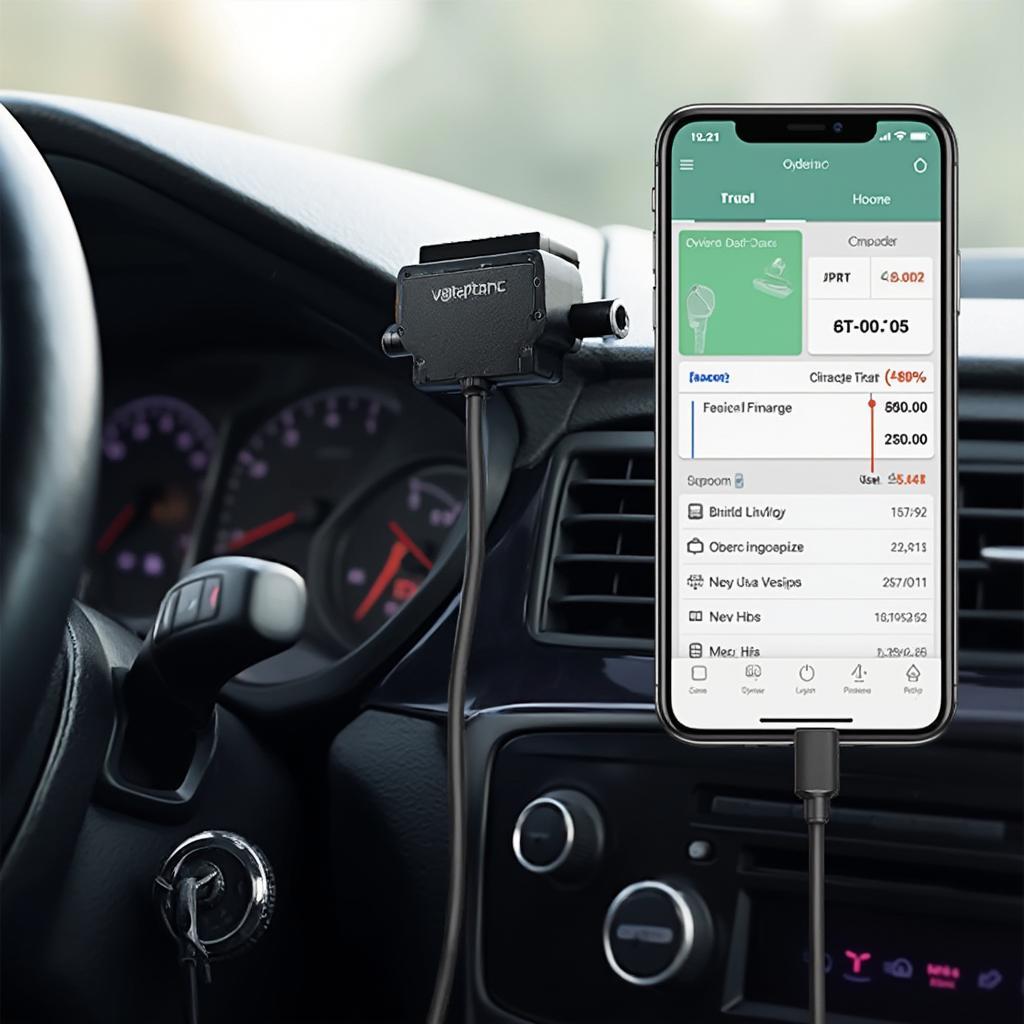 OBD2 Wireless Adapter Connected to Smartphone