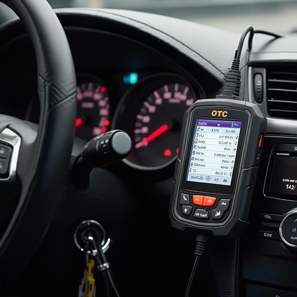 OTC OBD2 Scanner Connected to Car