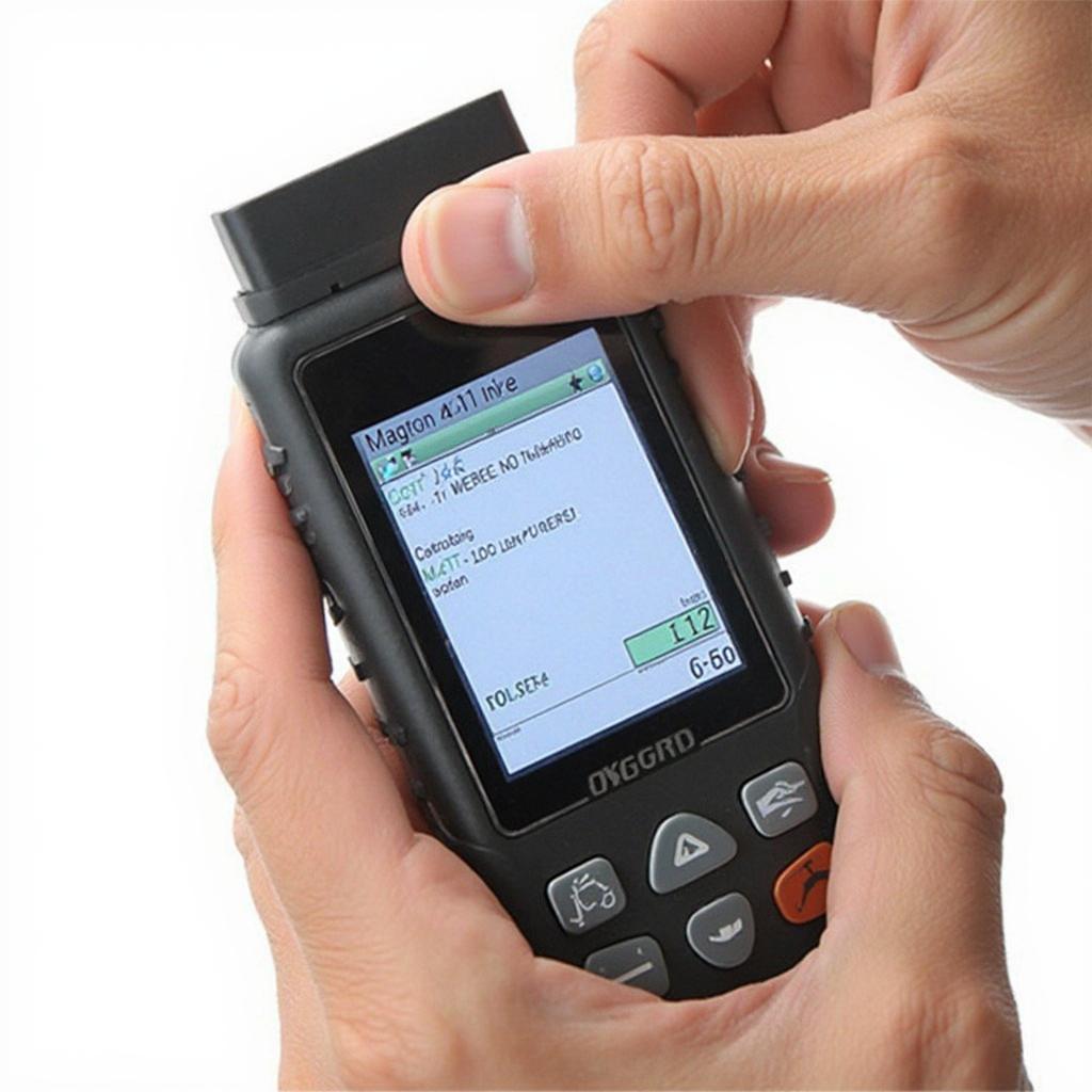 Holding the OxGord MS300 OBD2 Scanner