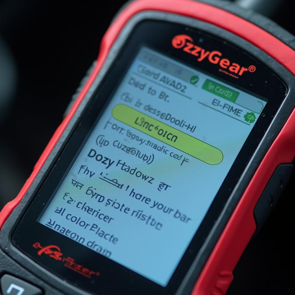 Ozzy Gear OBD2 Scanner Displaying Diagnostic Trouble Codes