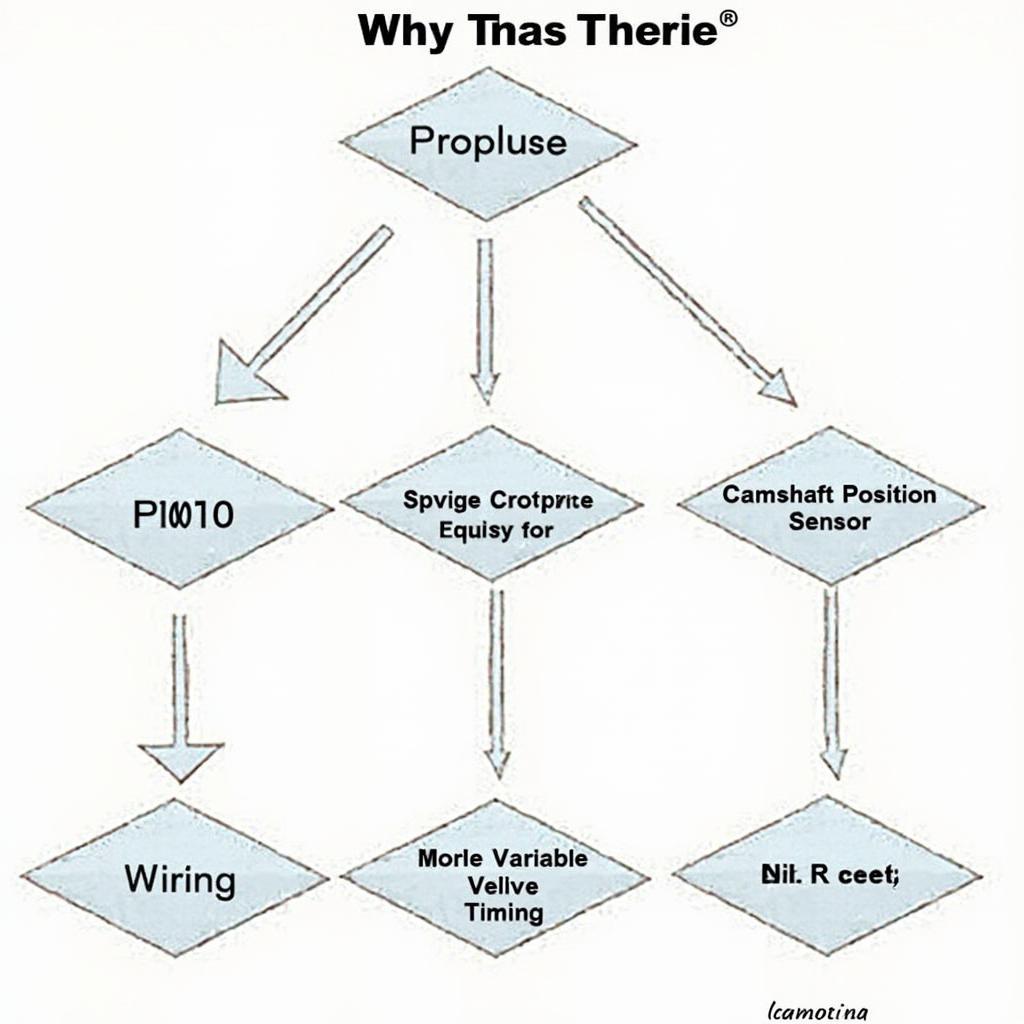 Potential Causes of OBD2 Code P0010: A flowchart illustrating the different potential causes of the P0010 code, ranging from wiring issues and sensor failures to mechanical problems within the engine.