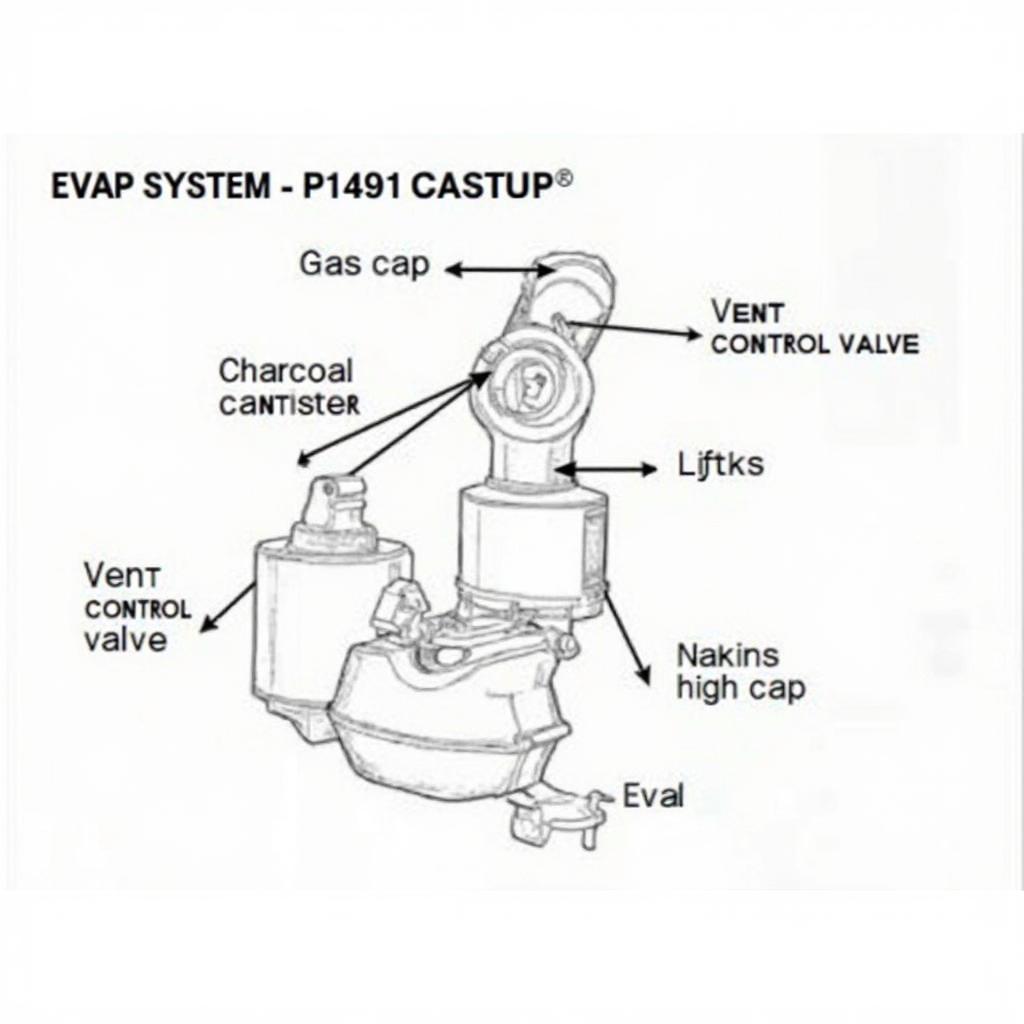 EVAP System Diagram Showing Potential Leak Points