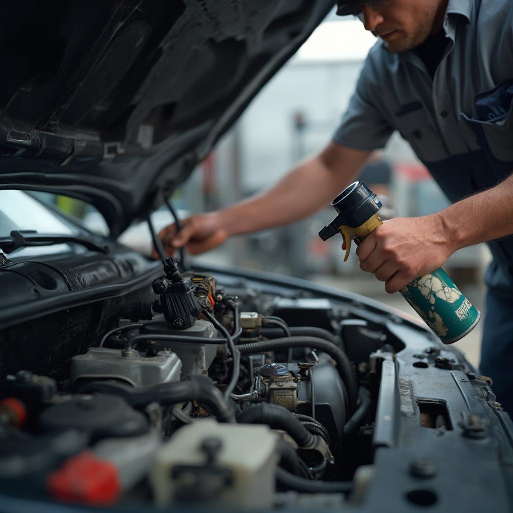 Mechanic Checking Vacuum Lines