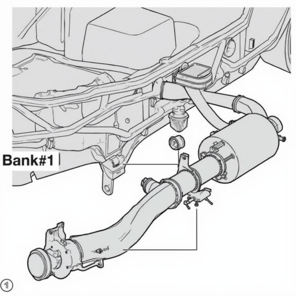 Chevy Malibu LT Exhaust System Diagram showing Bank 1 and the location of the catalytic converter