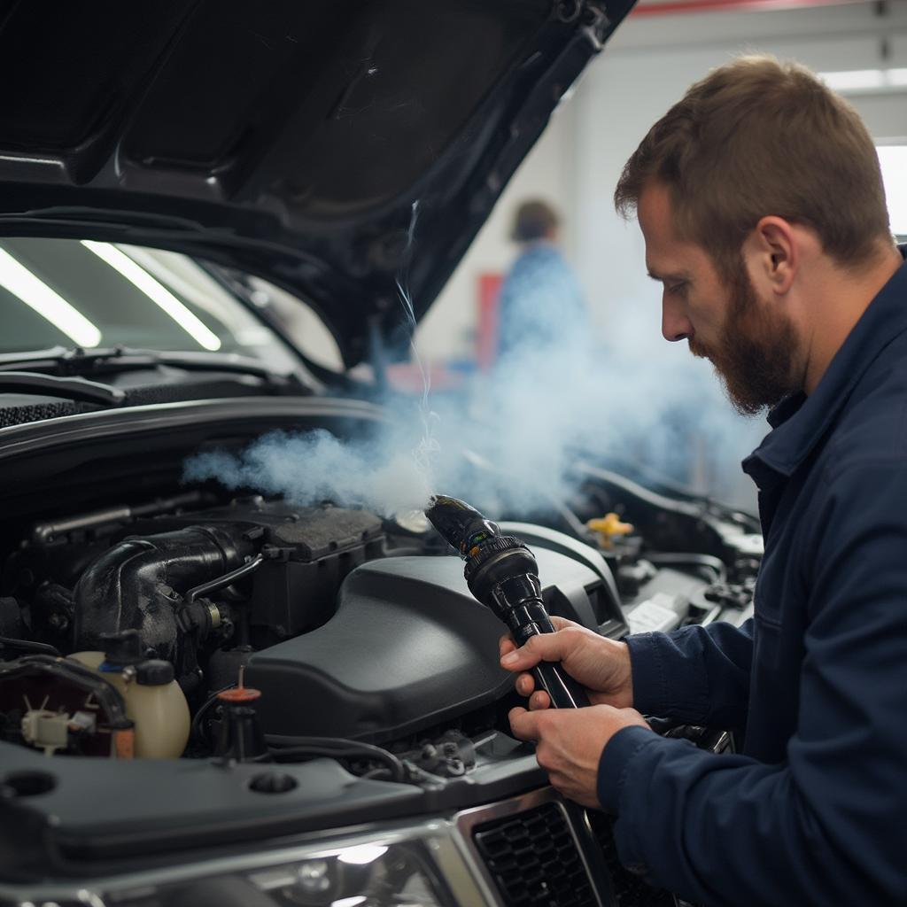 Checking for vacuum leaks in a Jeep Grand Cherokee engine