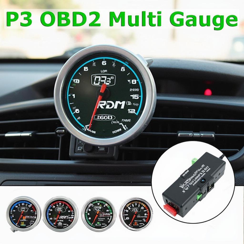 P3 OBD2 Multi-Gauge Displaying Data