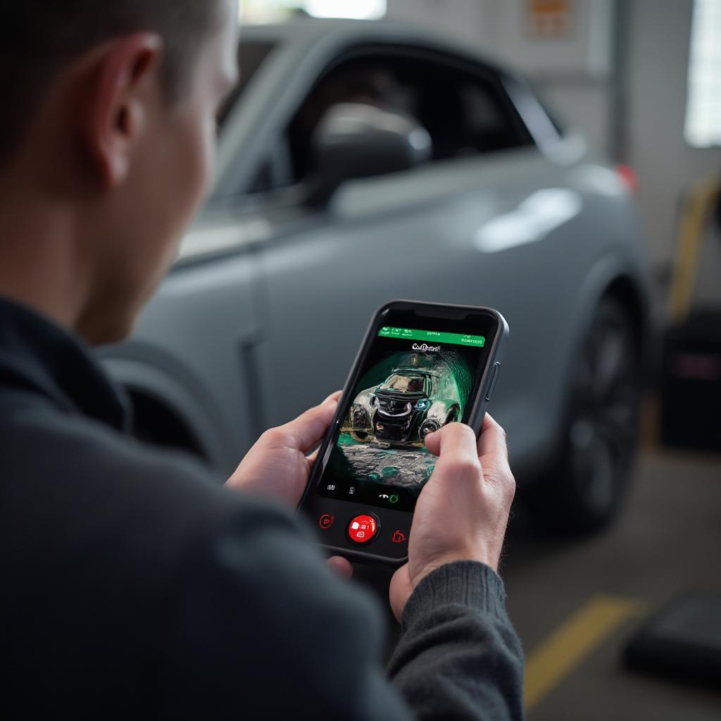 Person Using Panlong Bluetooth OBD2 Scanner to Diagnose Car Problem