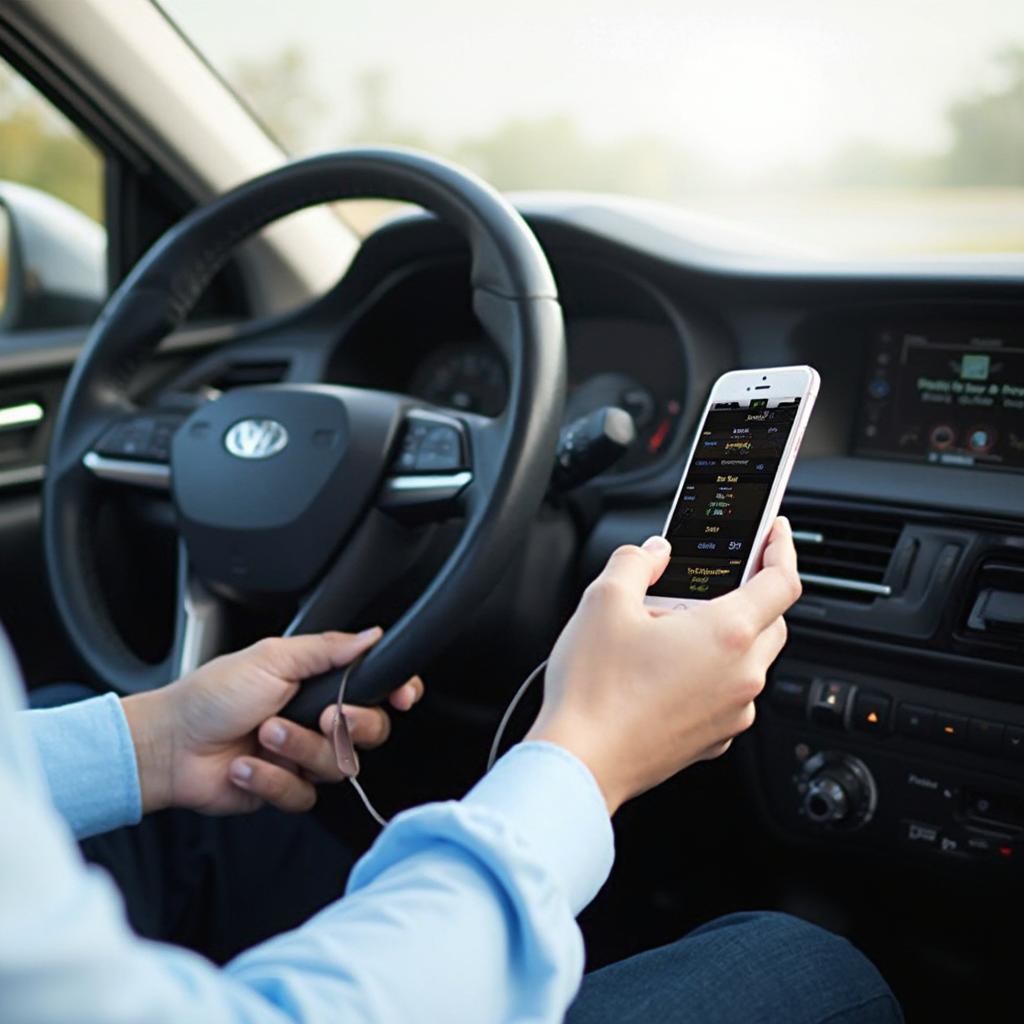 Person Using VeePeak OBD2 Scanner to Diagnose Car Problem