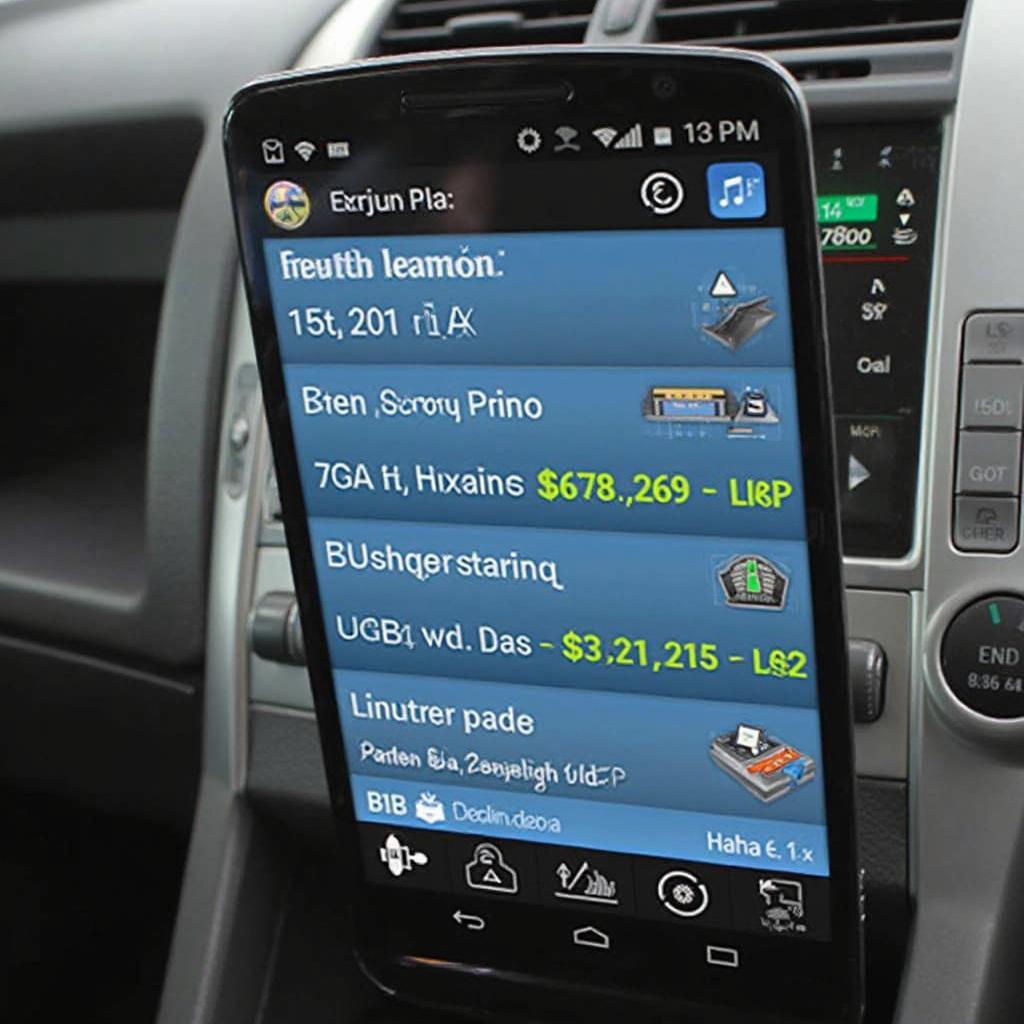 Screenshot of a smartphone app displaying various data streams from a Prius connected to an OBD2 adapter.