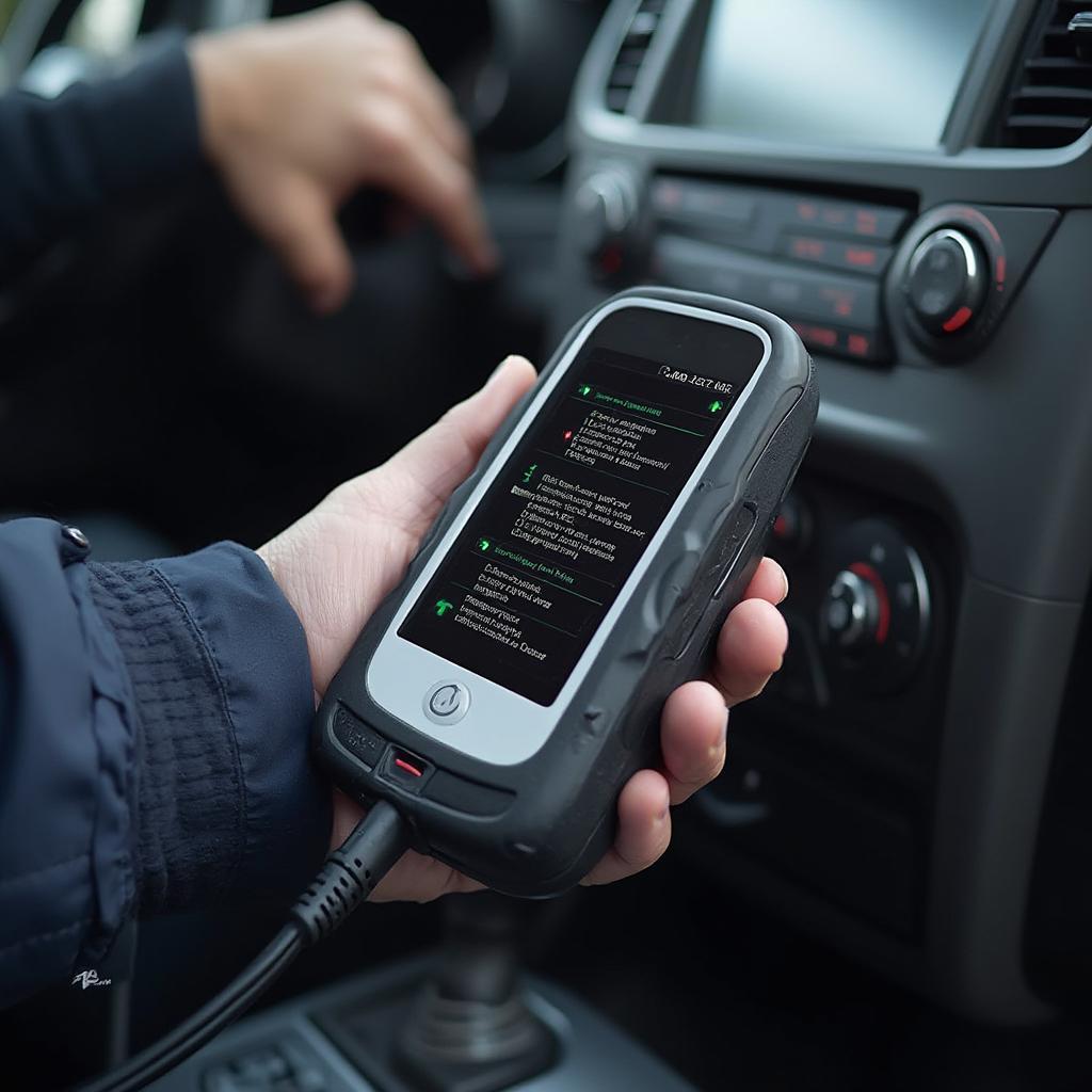 Mechanic Using a Professional OBD2 Car Code Reader