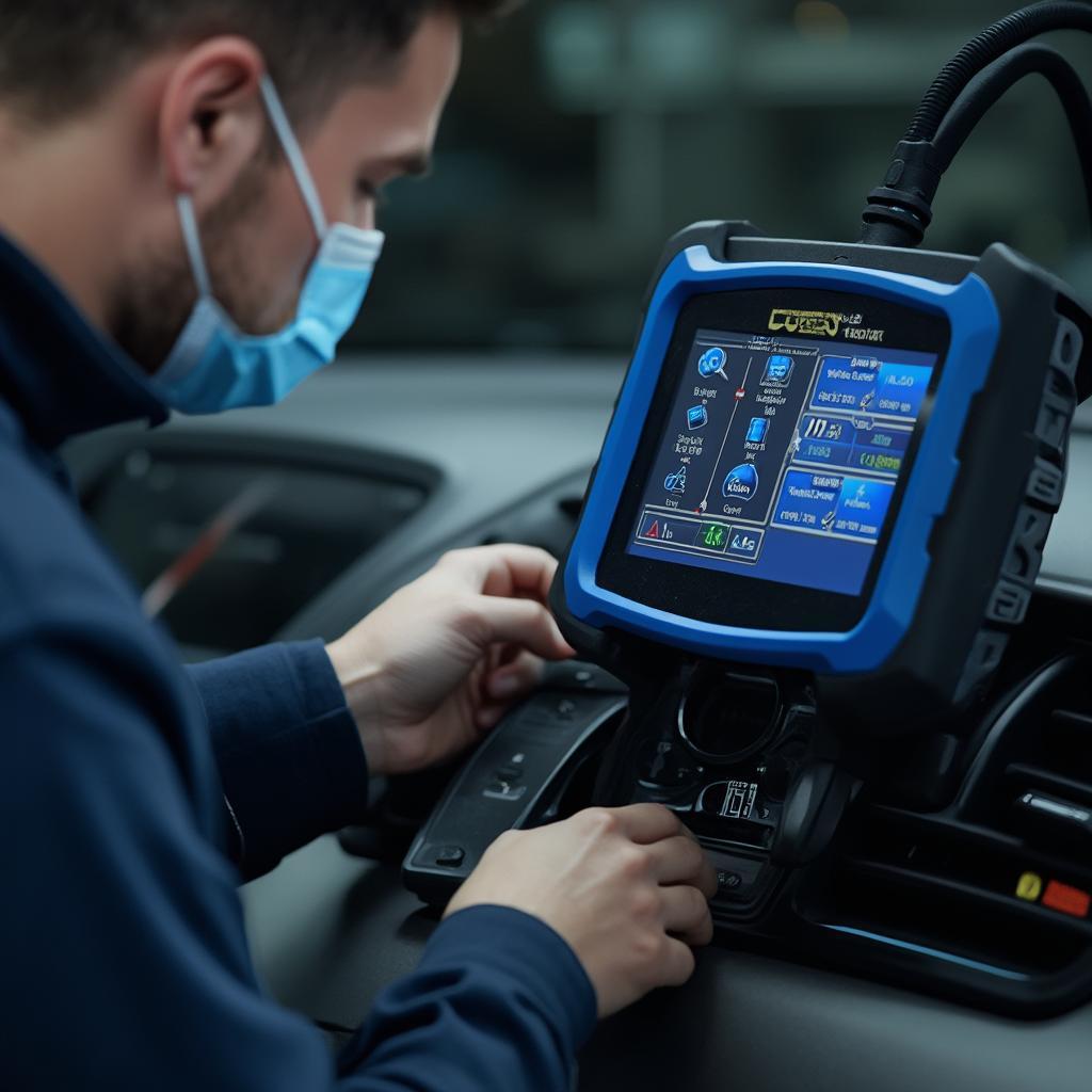 Professional OBD2 Scanner in Use