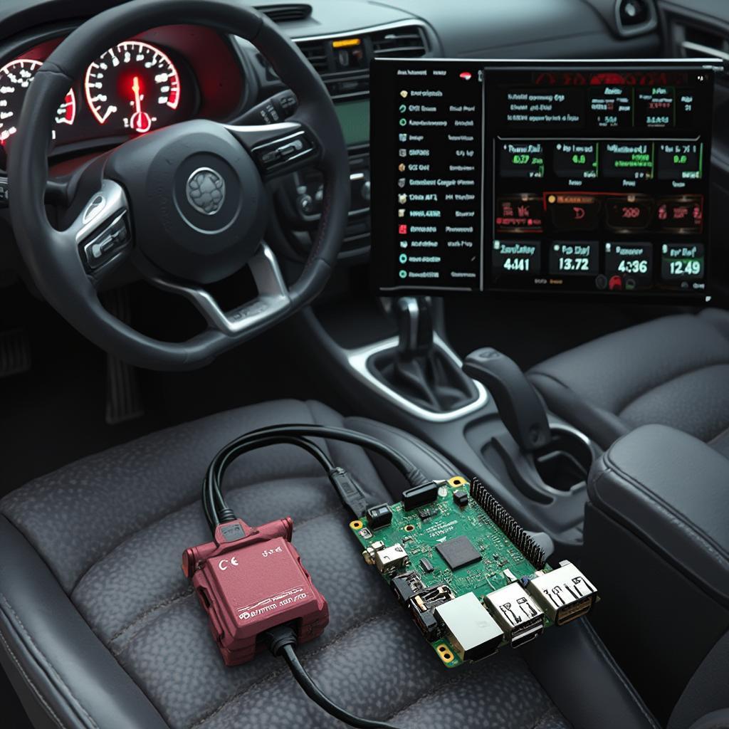 Raspberry Pi 3 Connected to Car's OBD2 Port via Adapter