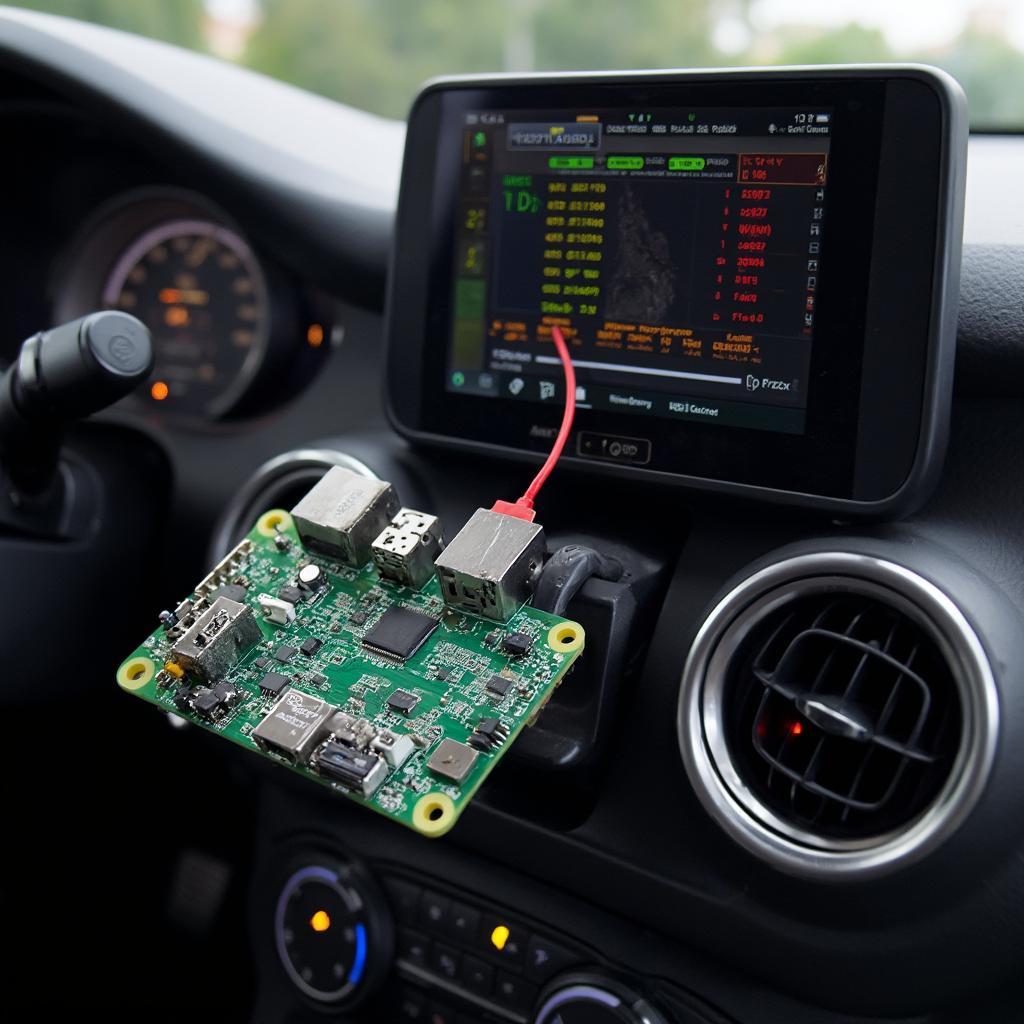 Raspberry Pi OBD2 HAT connected to a car's OBD2 port