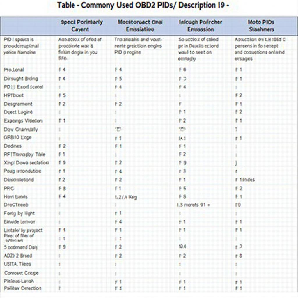 Raspberry Pi Pico OBD2 PID Table