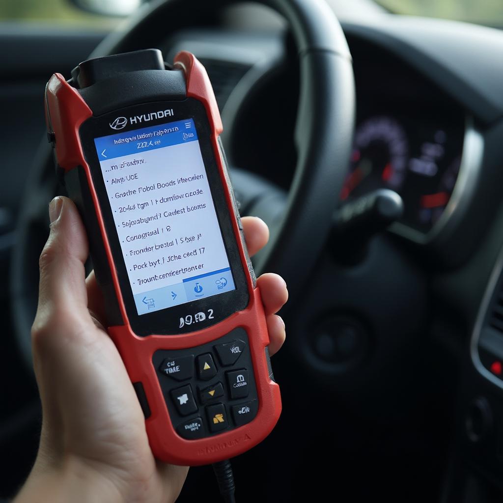 Reading Hyundai trouble codes with an OBD2 scanner