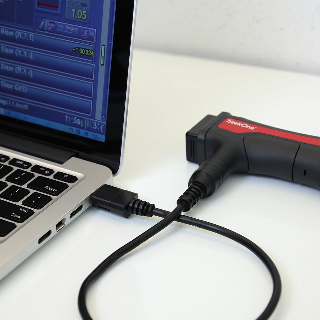 SeekOne OBD2 Scanner Connected to a Laptop via USB