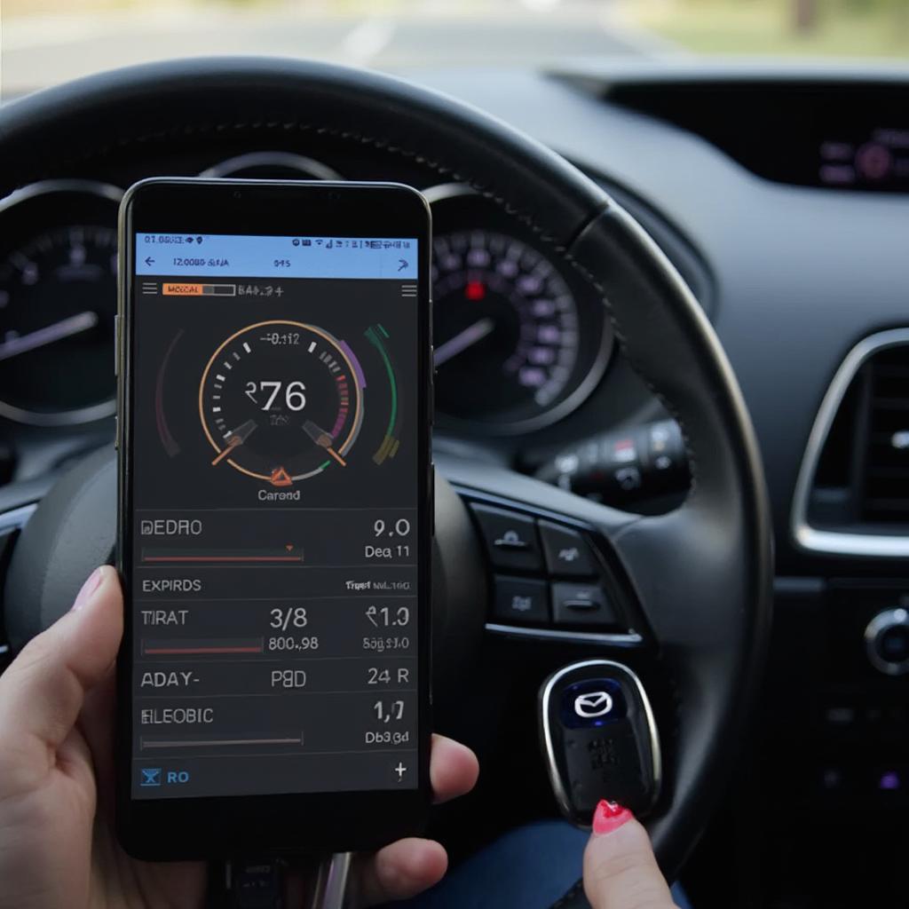 Smartphone Displaying OBD2 Data