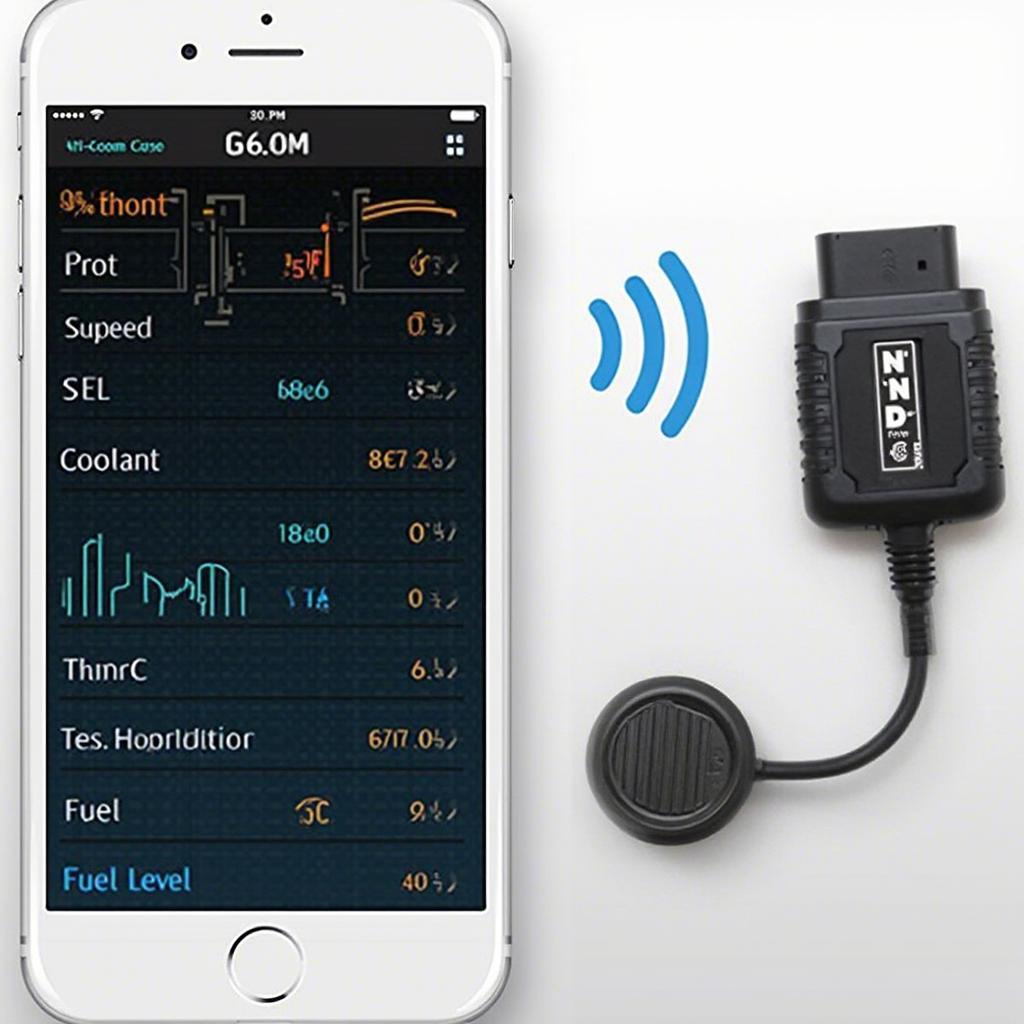 Smartphone Displaying OBD2 Data from Bluetooth Driver