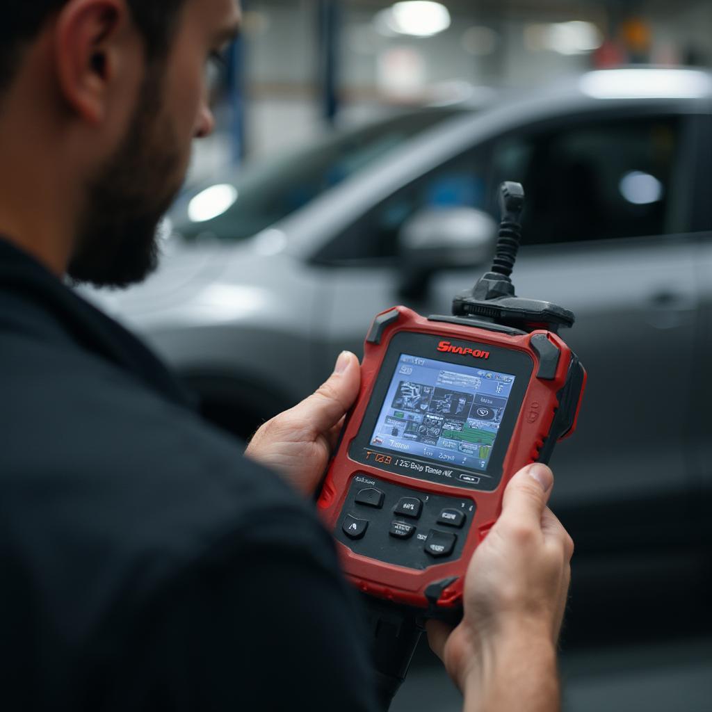 Technician Using a Snap-on OBD2 Interface