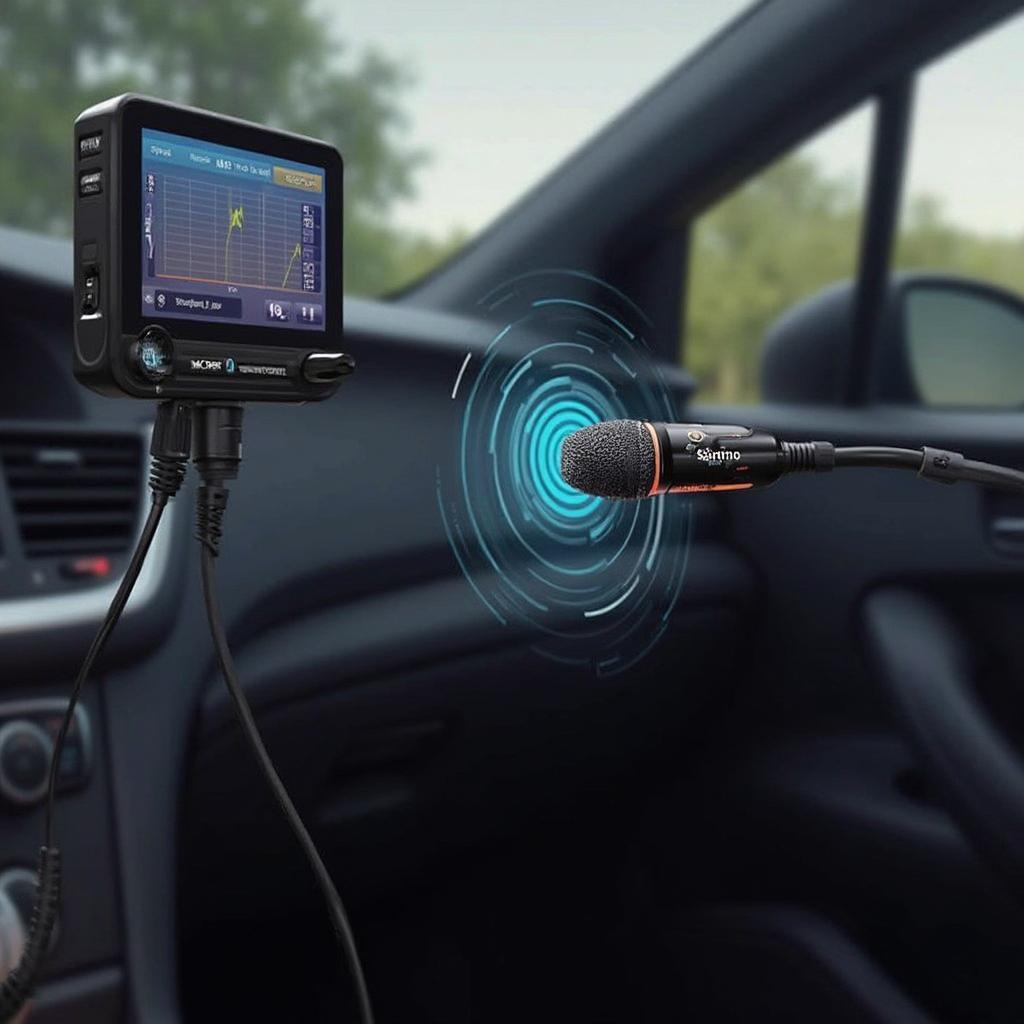 Sound Recorder OBD2 Device Connected to Car