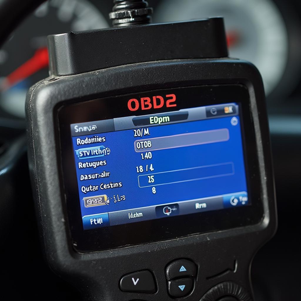 OBD2 Scanner Displaying Spark Advance Reading