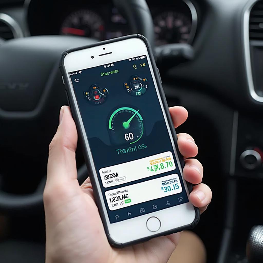 Smartphone displaying the Streetwize OBD2 app interface