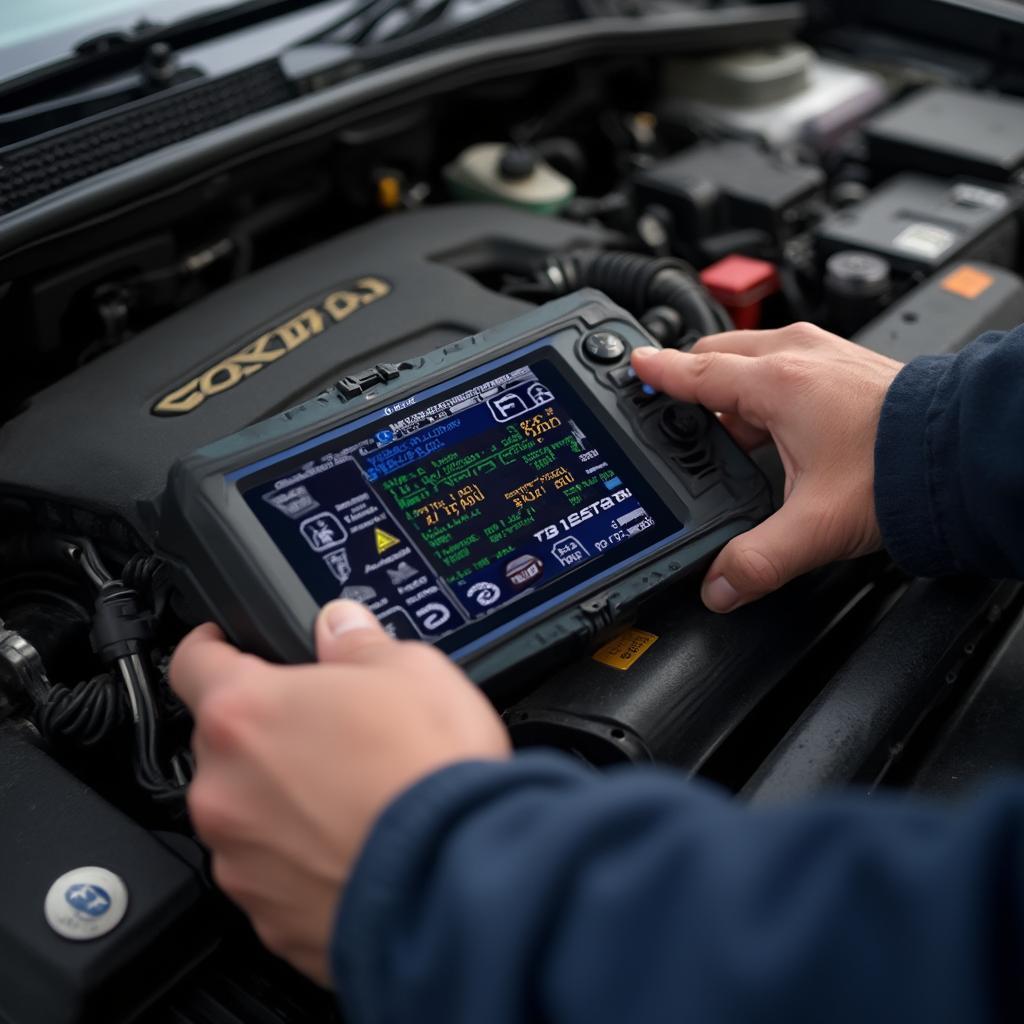 Subaru Diesel OBD2 Code Reader in Use