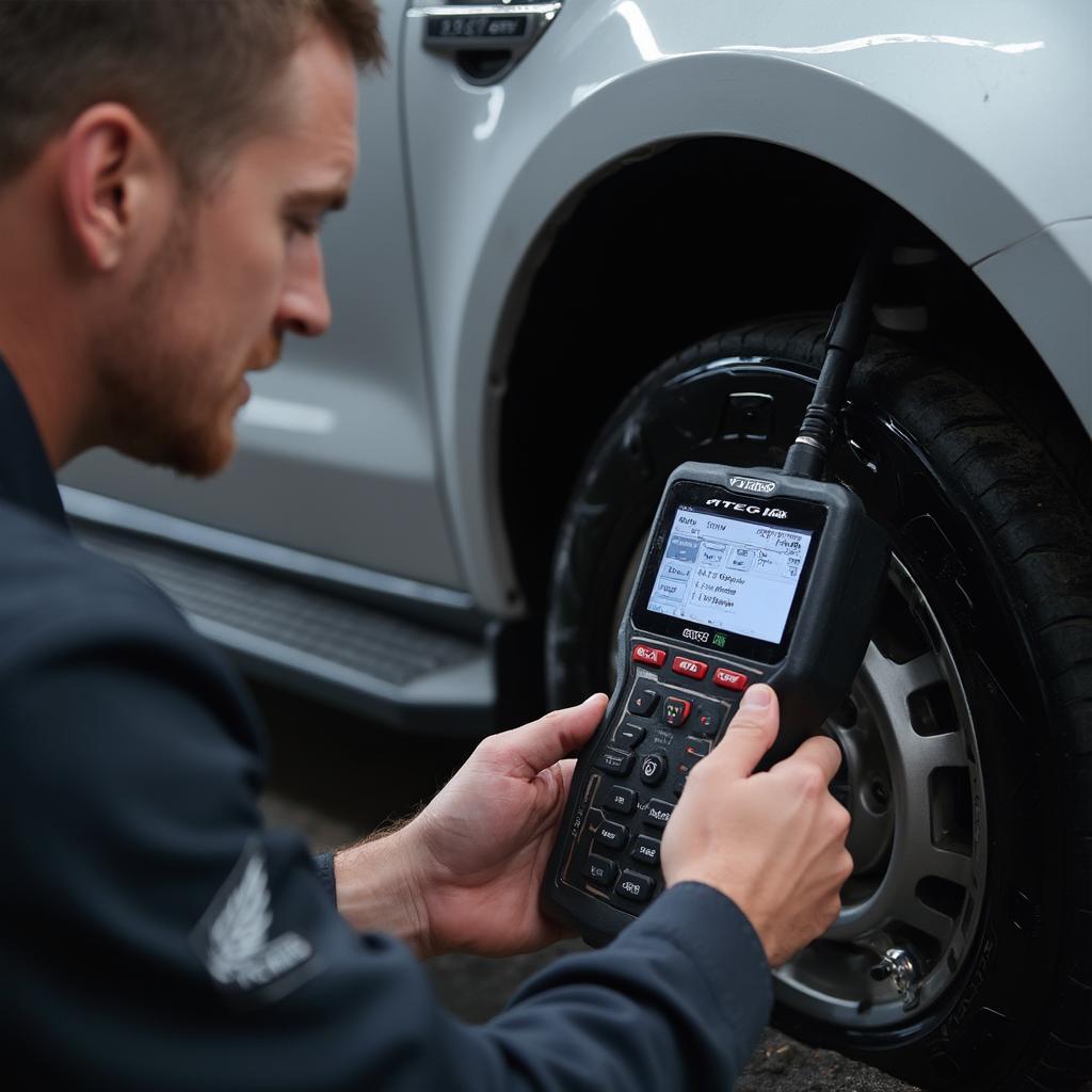 Technician Using Matco Ateq Max for TPMS Service