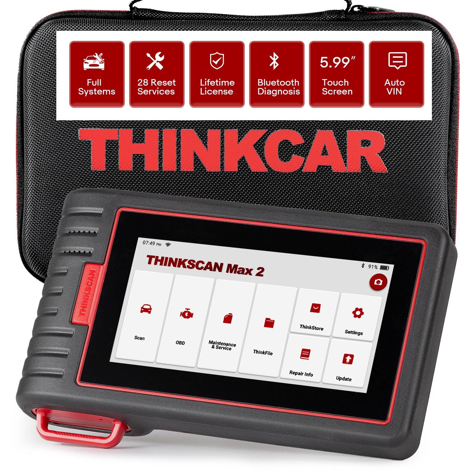 THINKCAR ThinkScan Max 2 Car OBD2 Scanner Diagnostic Tool All System Scan CAN-FD