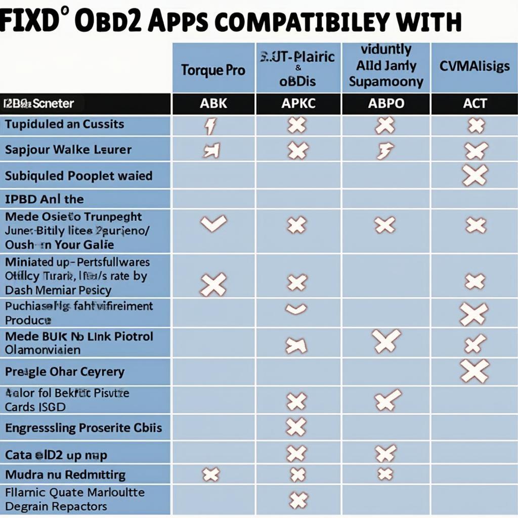 Third-Party OBD2 App Compatibility Chart