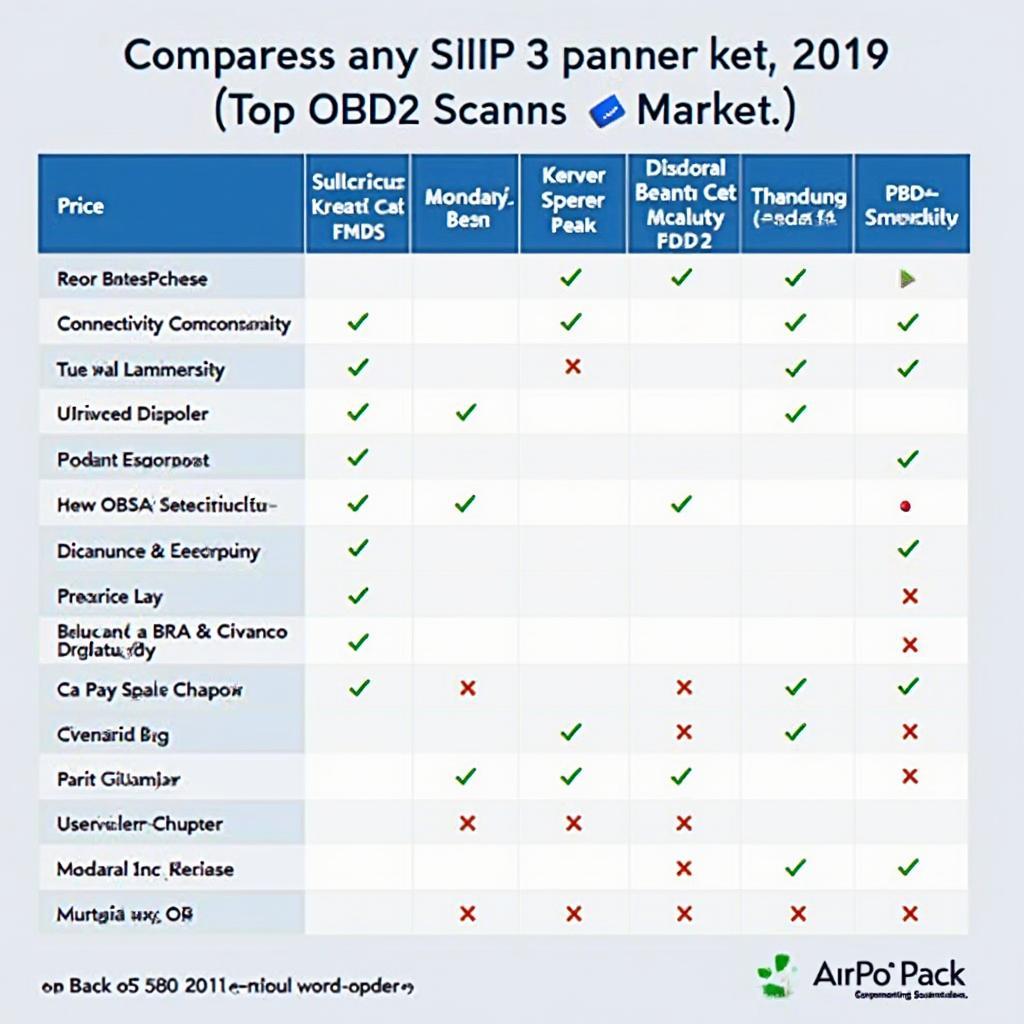 Top OBD2 Scanners 2019 Comparison Chart