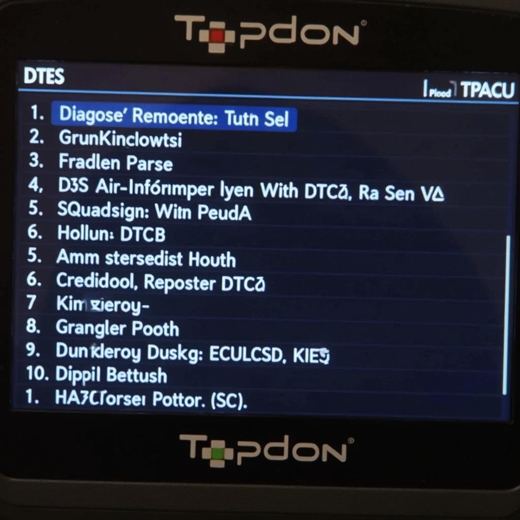 Topdon TD309 Display Showing Diagnostic Codes