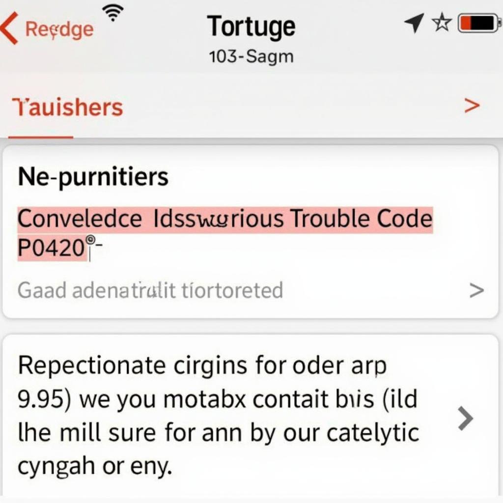 Torque app interface showing the diagnostic trouble code P0420