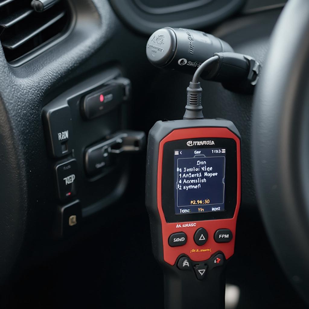 Toyota OBD2 Scanner Connected to Port