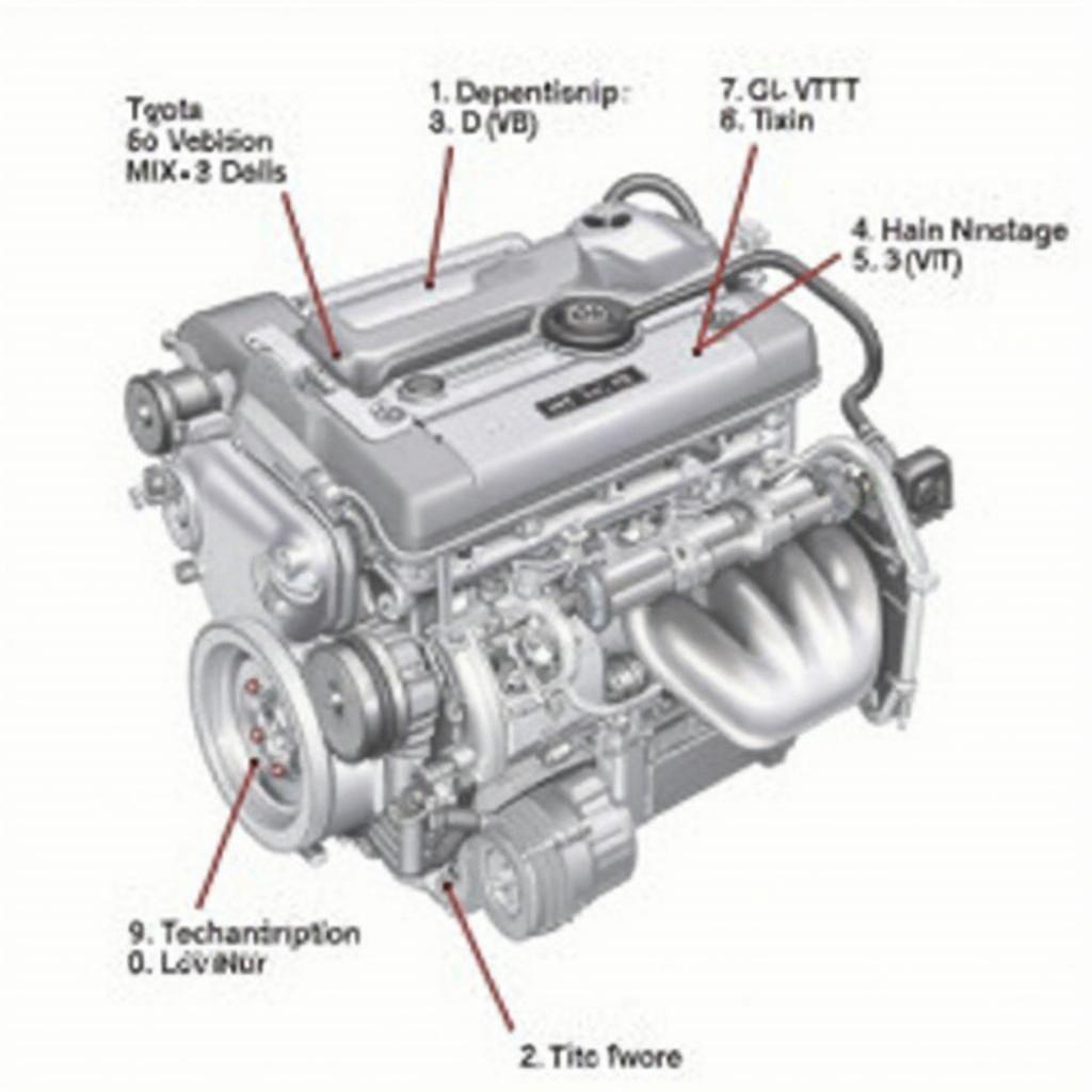 Toyota RAV4 2002 Engine Diagram Highlighting VVT System