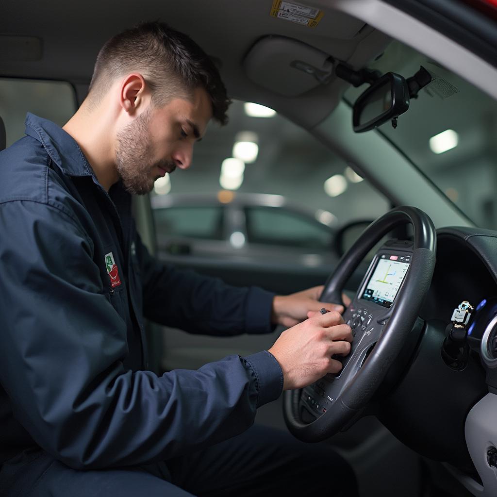 Toyota Technician Diagnosing Immobilizer Problem