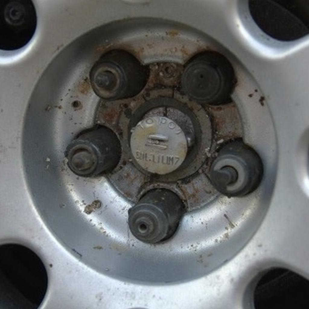 Toyota TPMS Sensor Attached to a Wheel