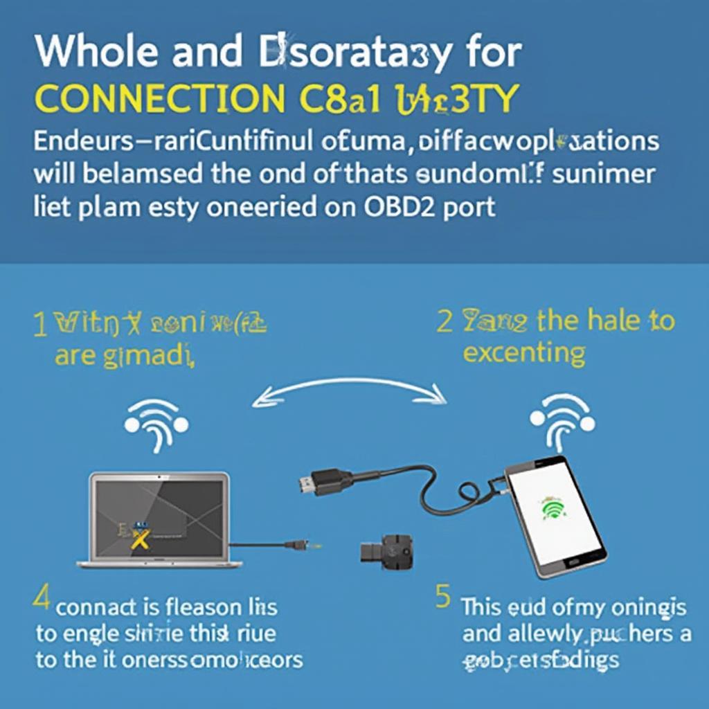 A person troubleshooting the connection between their smartphone and the MHD WiFi OBD2 adapter, checking the WiFi settings and OBD2 port connection.