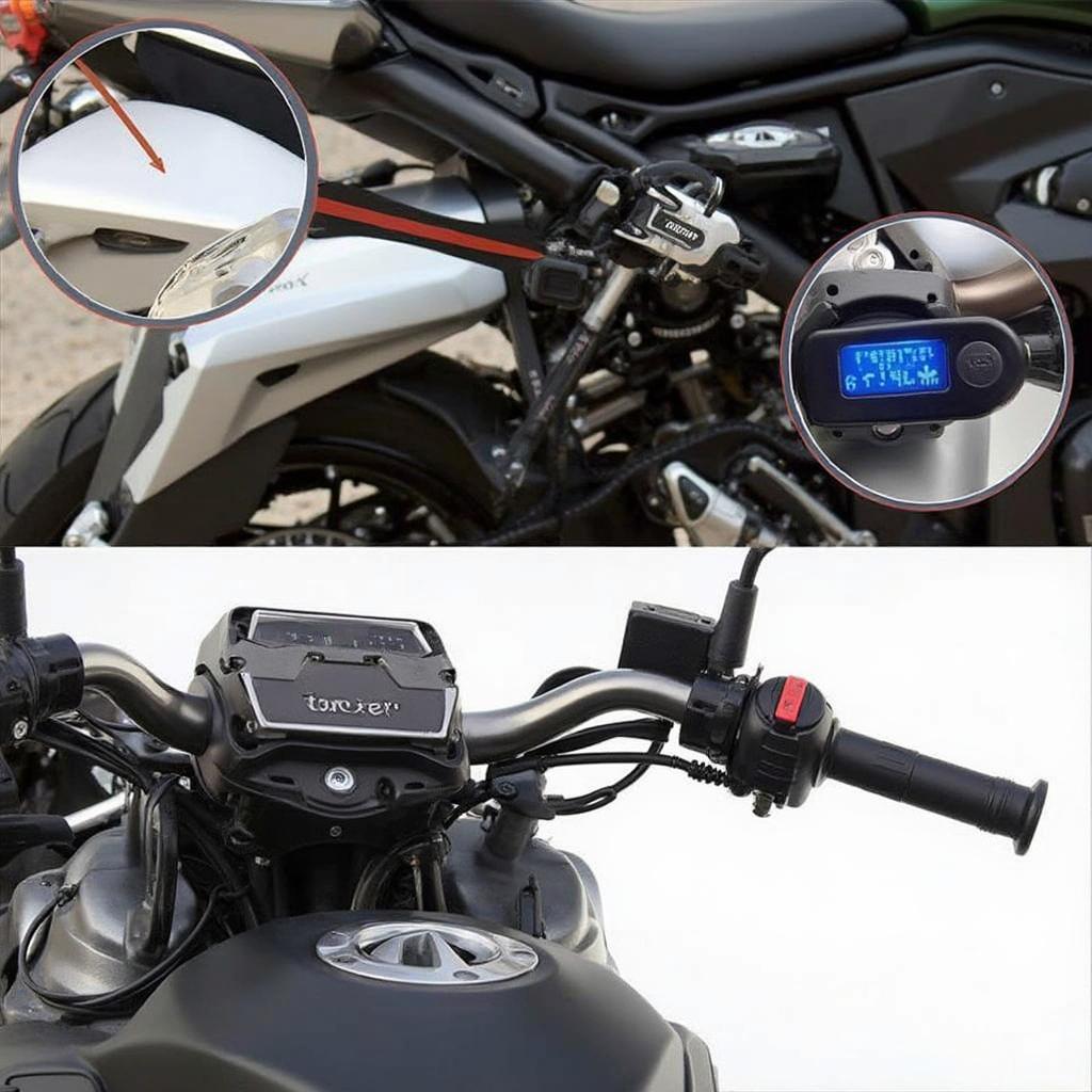 TuneECU OBD2 cable connected to a motorcycle's diagnostic port