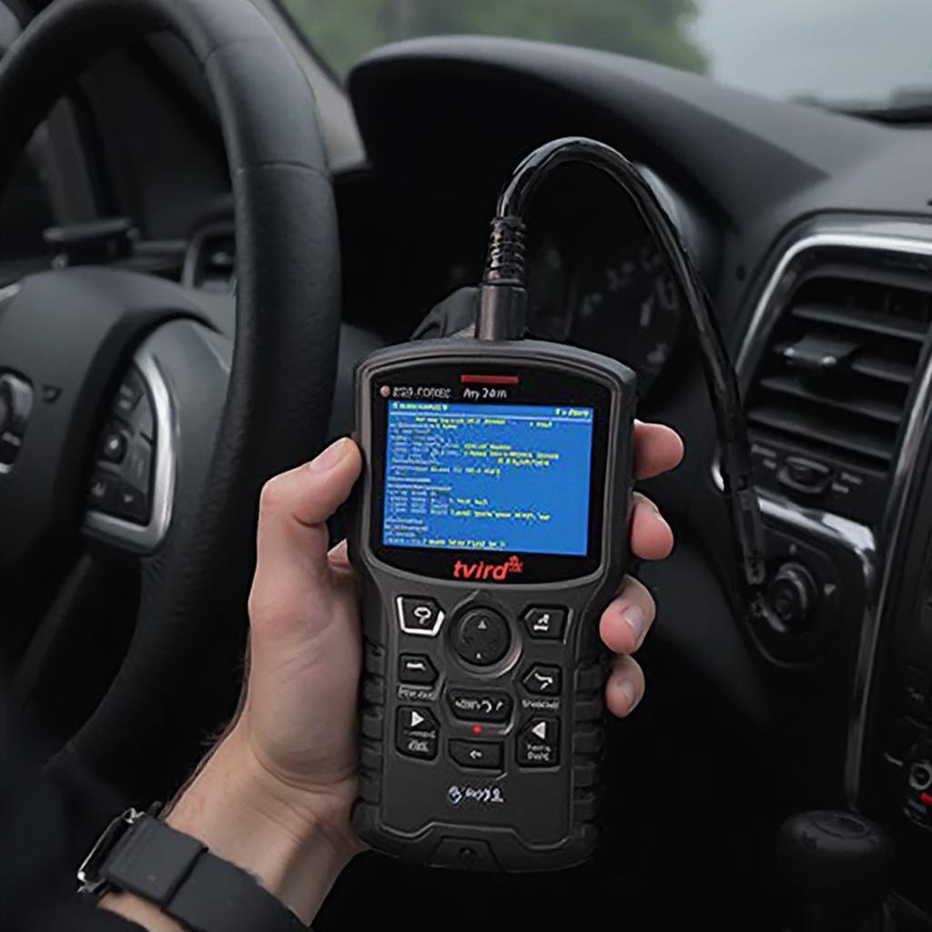 Tvird OBD2 Scanner Connected to a Car's OBD2 Port