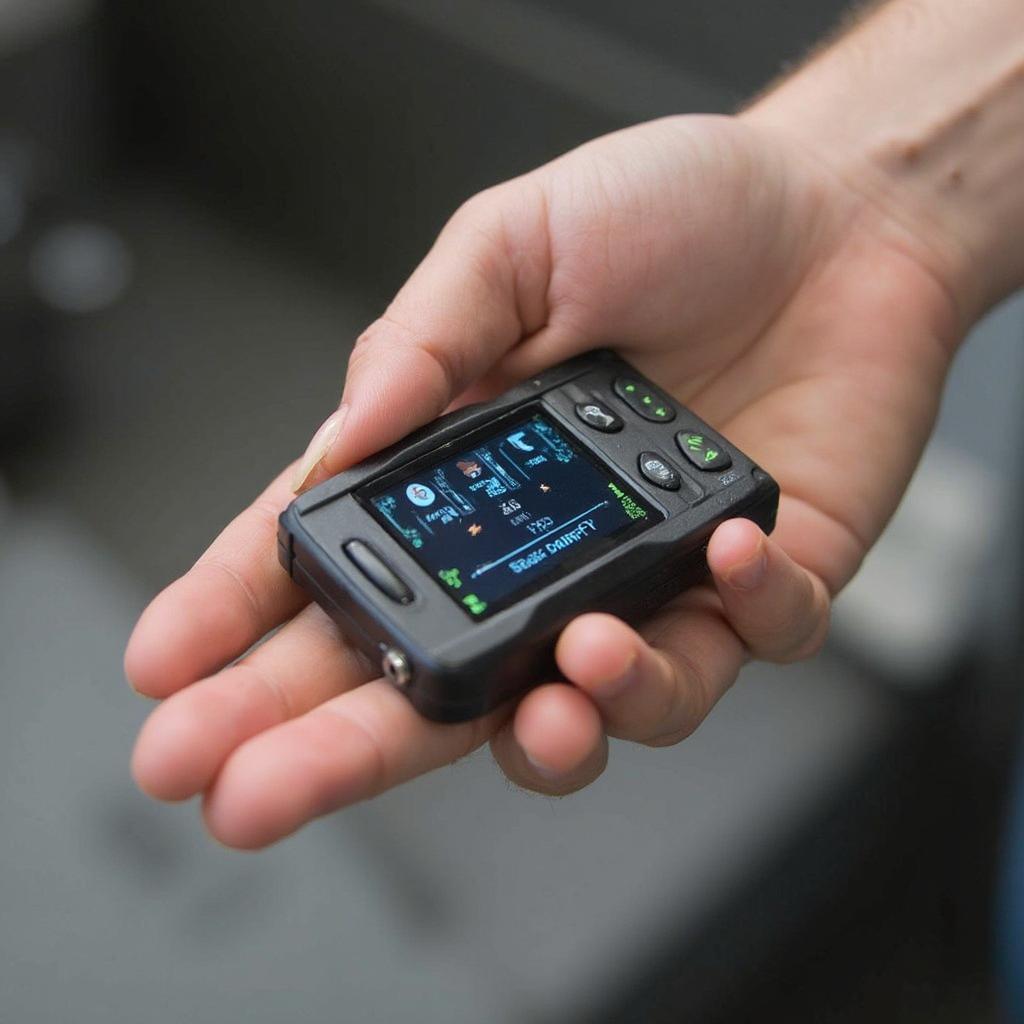 Person holding a U480 OBD2 scanner