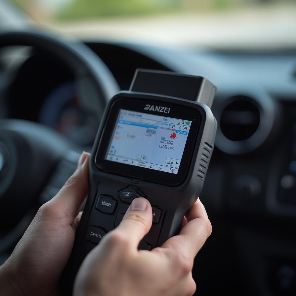 Holding a U480 OBD2 Scanner