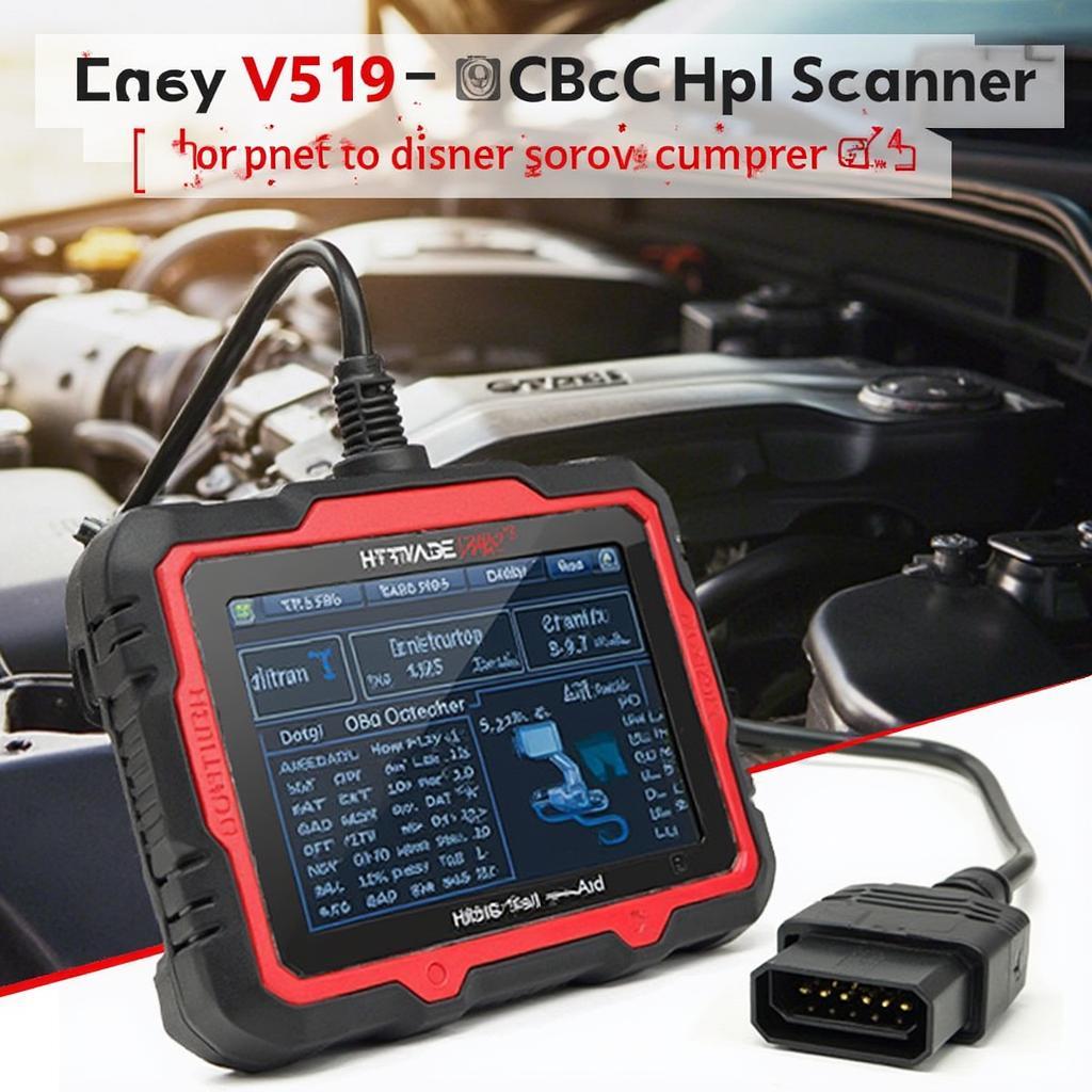 V519 OBD2 Scanner Performing Diagnostics on a Car's Engine